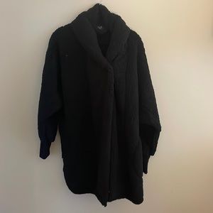 Bumblebella Jill Martin Black Sherpa Teddy Sweater Jacket with Button